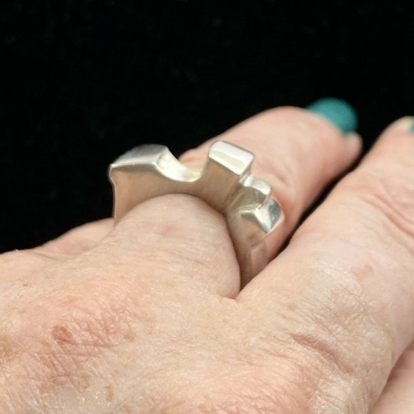 Chunky Handmade Geometric Sterling Silver Don Dietz Ring Size 5.75 TW 11.3 G - Picture 9 of 12